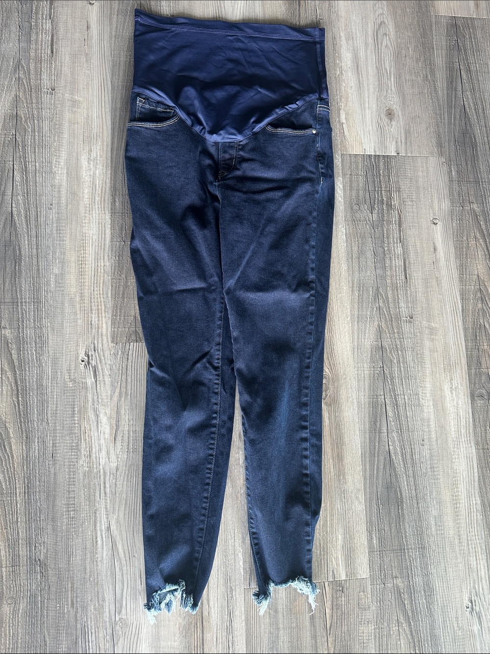 Navy Maternity Skinny Jeans with Stretch Panel